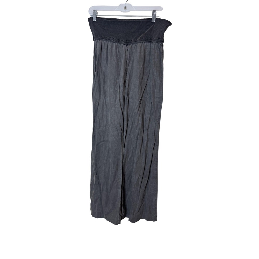 Bella Dahl Pants Womens Medium Gray Wide Leg Tencel Pull On Elastic Waist Casual